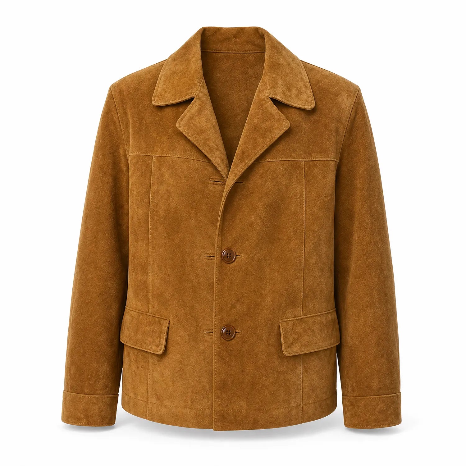 Women’s Tan Suede Blazer Jacket | Premium Leather Tailored Button Front Outerwear