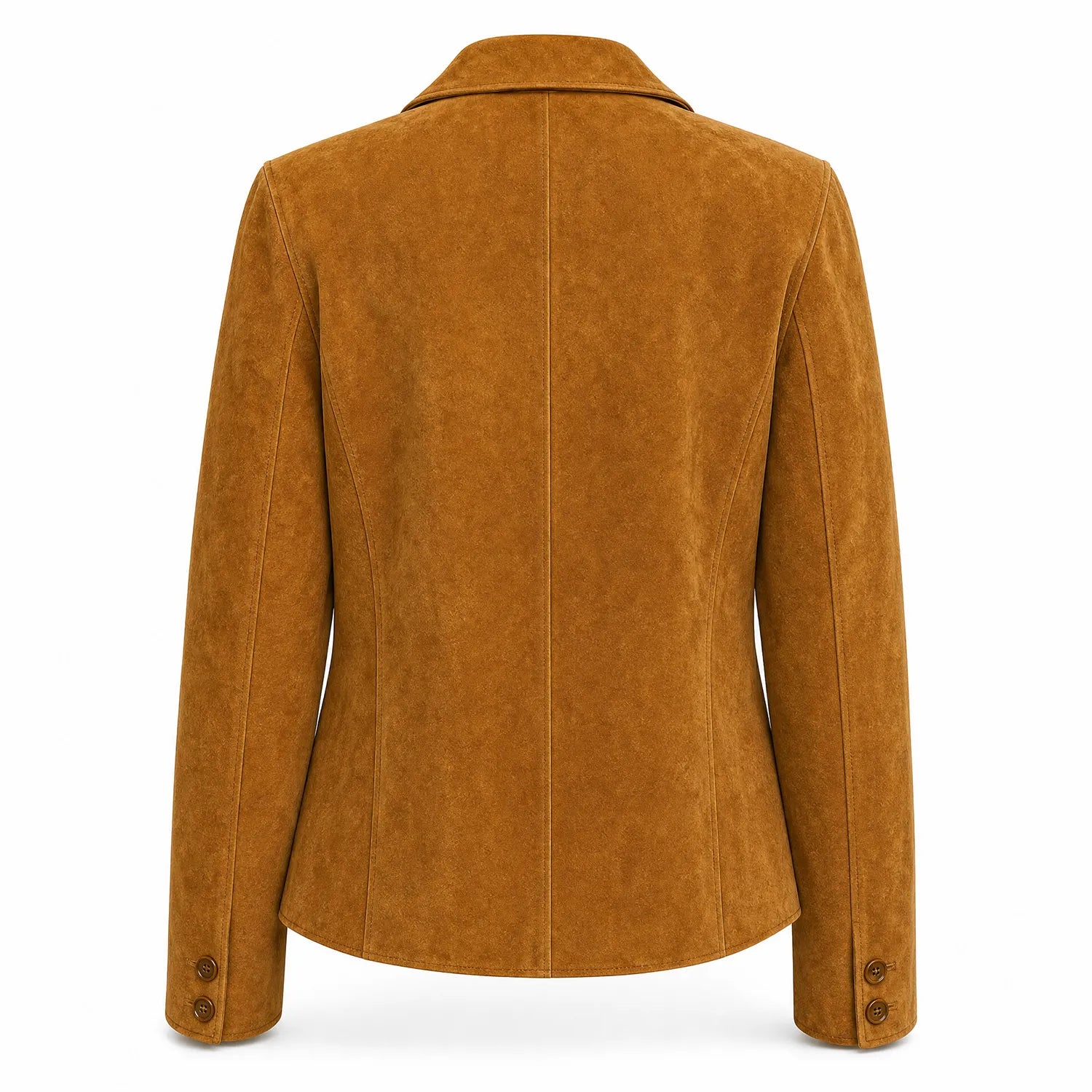 Women’s Tan Suede Blazer Jacket | Premium Leather Tailored Button Front Outerwear