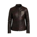 Women’s USA Soccer-Inspired Dark Brown Leather Jacket | Cafe Racer Biker Jacket