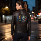 Women’s USA Soccer-Inspired Dark Brown Leather Jacket | Cafe Racer Biker Jacket