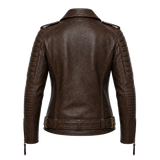 Women's Vintage Brown Belted Leather Biker Jacket | Vintage Rider Style