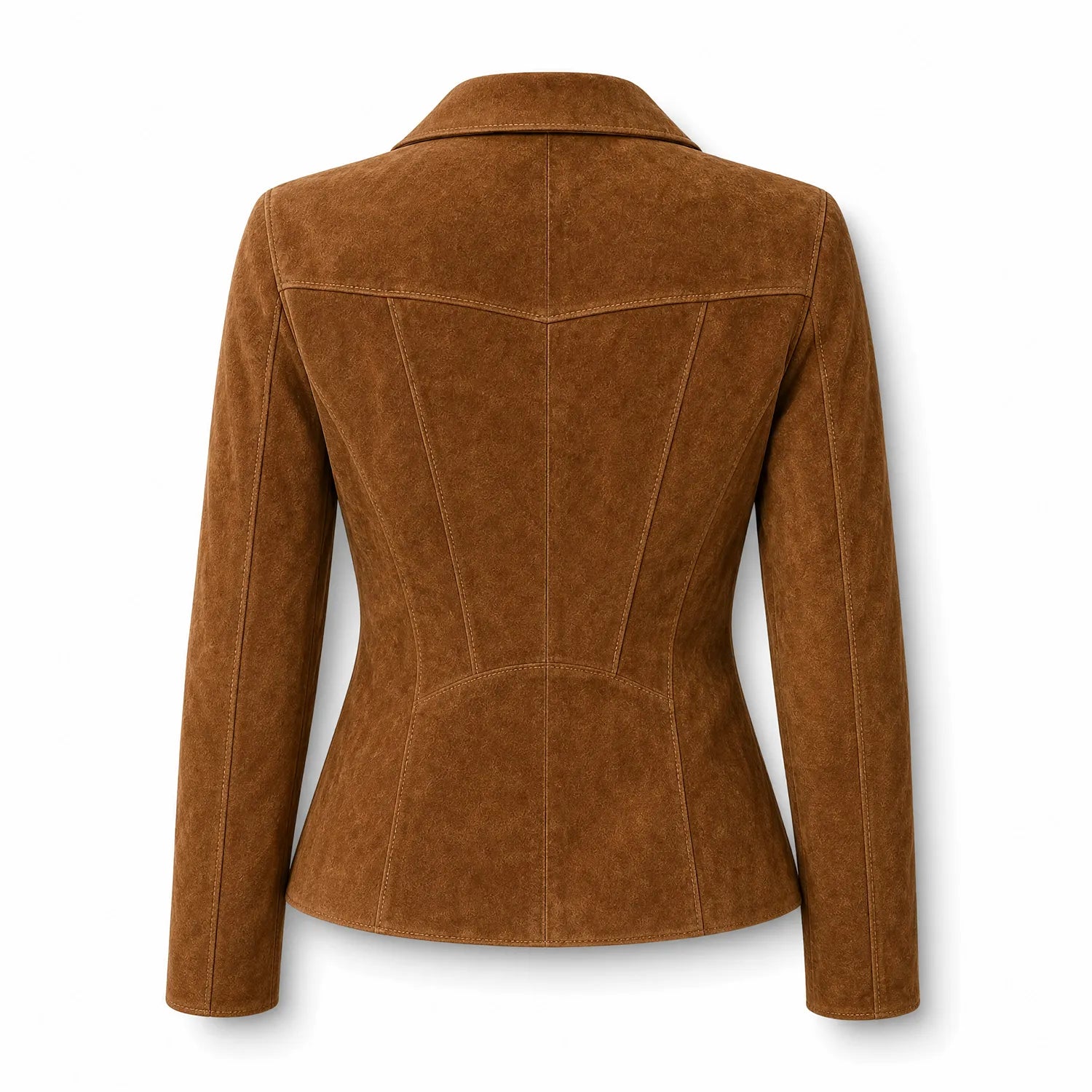 Women’s Western Leather Jacket | Brown Suede Slim Fit Zip Jacket
