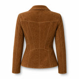 Women’s Western Leather Jacket | Brown Suede Slim Fit Zip Jacket