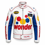 Women’s White Racing Leather Jacket | Retro Motorsport Inspired Biker Coat