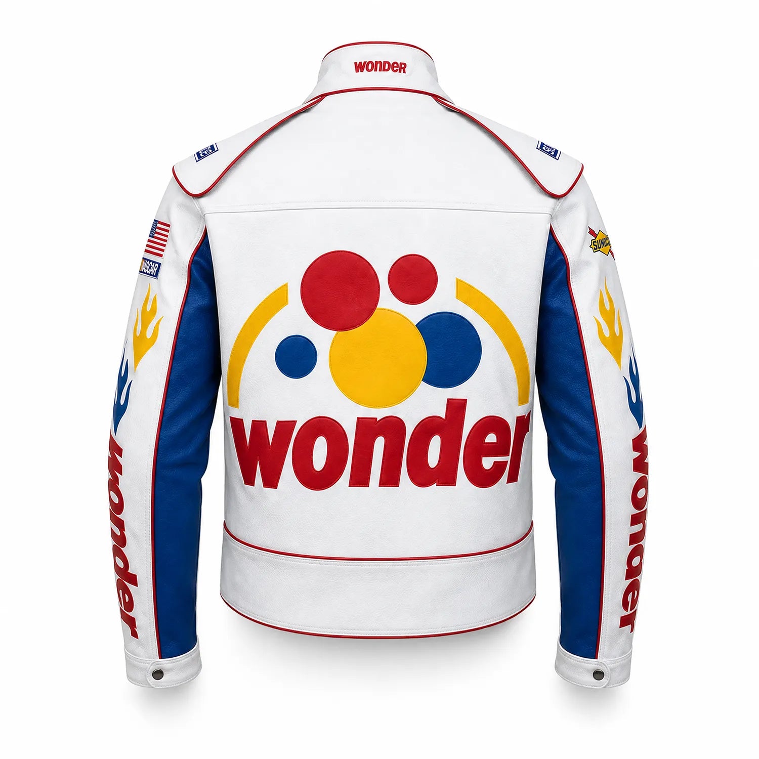 Women’s White Racing Leather Jacket | Retro Motorsport Inspired Biker Coat