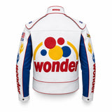 Women’s White Racing Leather Jacket | Retro Motorsport Inspired Biker Coat