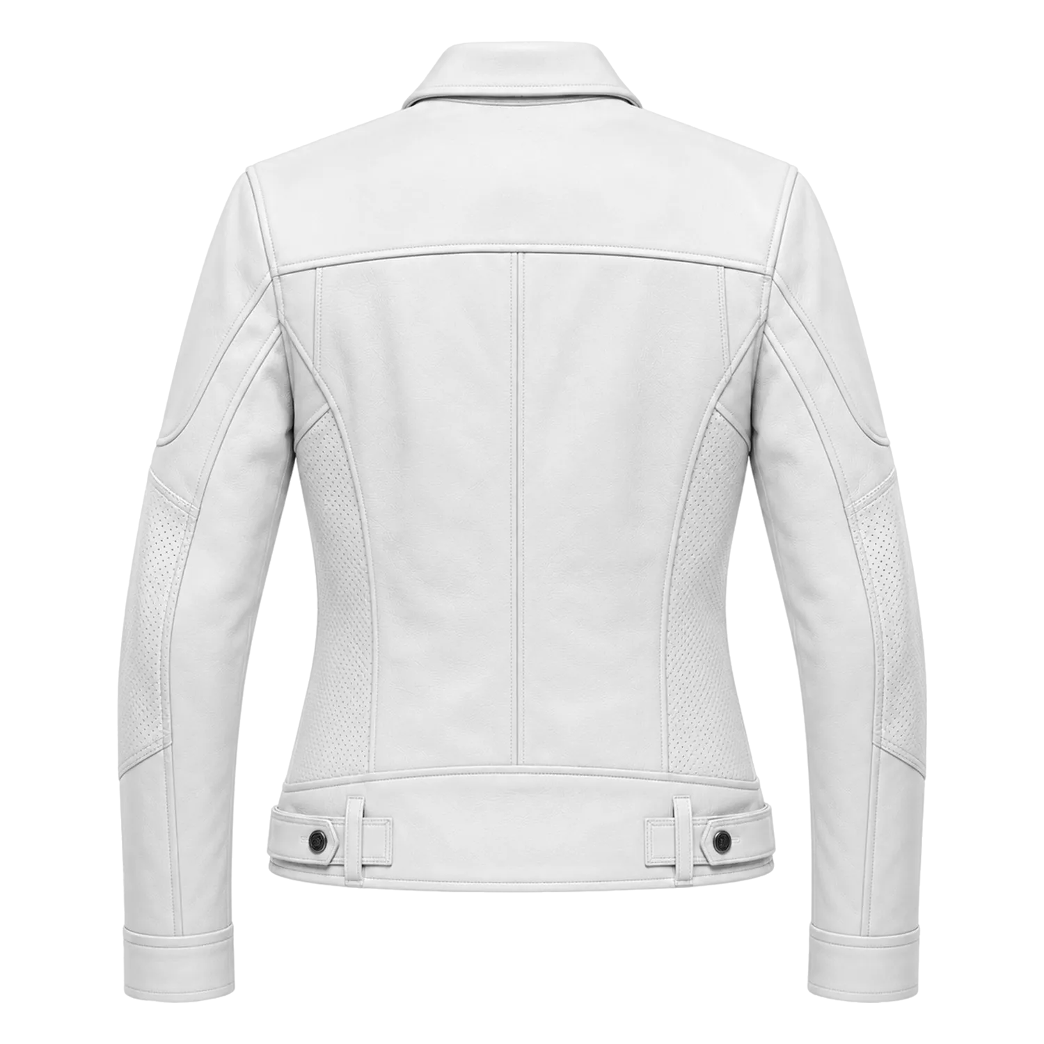 Women’s White Utility Leather Biker Jacket | Zip-Up Moto Jacket