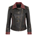 Women’s Battle-Red Vintage Biker Jacket – Dual Tone Leather Moto