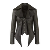 Women’s Black Gothic Edwardian Mid-Length Leather Jacket
