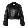 Women’s Black Leather Moto Jacket – Mergo Style