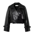 Women’s Black Leather Moto Jacket – Mergo Style