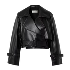Women’s Black Leather Moto Jacket – Mergo Style