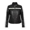 Women’s Black & White Color-Block Faux Leather Moto Jacket