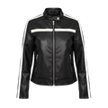 Women’s Black & White Color-Block Faux Leather Moto Jacket