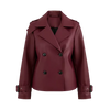 Women’s Burgundy Leather Trench-Style Jacket