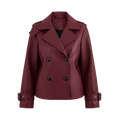 Women’s Burgundy Leather Trench-Style Jacket