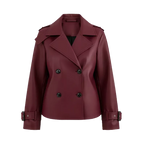 Women’s Burgundy Leather Trench-Style Jacket
