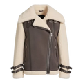 Women’s Coffee & Natural Shearling Leather Jacket – RHOSLYN