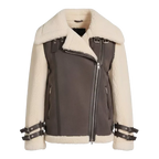 Women’s Coffee & Natural Shearling Leather Jacket – RHOSLYN