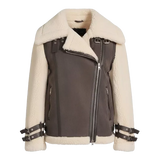 Women’s Coffee & Natural Shearling Leather Jacket | RHOSLYN