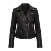 Women’s Faux Leather Biker Jacket – Classic Black Zip-Up Moto Style