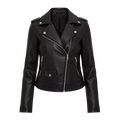 Women’s Faux Leather Biker Jacket – Classic Black Zip-Up Moto Style