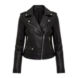 Veste de motard en similicuir pour femme – Style moto classique zippé noir