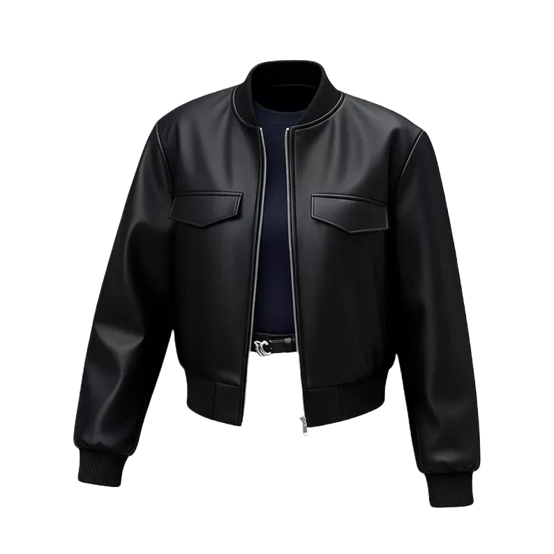 Blouson aviateur minimaliste en similicuir pour femme – Le style classique noir de tous les jours