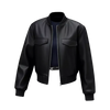 Women’s Minimal Faux Leather Bomber Jacket – Classic Black Everyday Style