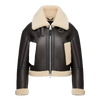 Women’s Shearling Collar Leather Jacket – Chocolate Brown Winter Coat