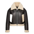 Damen Lederjacke mit Lammfellkragen – Wintermantel in Schokobraun