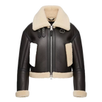 Damen Lederjacke mit Lammfellkragen – Wintermantel in Schokobraun