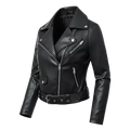 Women’s Slim Fit Faux Leather Moto Biker Jacket with Adjustable Belt and Zipper Detail