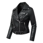 Women’s Slim Fit Faux Leather Moto Biker Jacket with Adjustable Belt and Zipper Detail