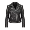 Women’s Studded Biker Leather Jacket – Black Moto Style