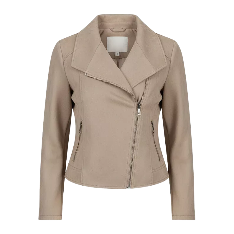 Women’s Suede Moto Jacket – Cropped Zip-Up Coat
