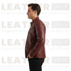 Alex Burgundy Stand Collar Leather Moto Jacket