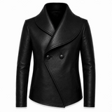 Men’s Brown Wrap Style Leather Jacket | Asymmetric Double-Breasted Jacket