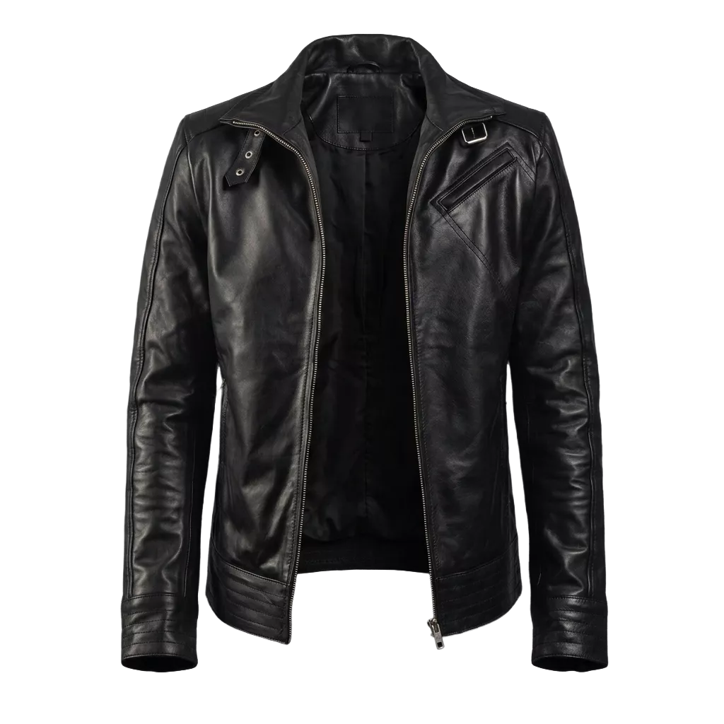 Men's Black Leather Biker Jacket – Premium Genuine Leather Motorcycle Jacket with Classic Racer Style|