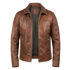 BROWN LEATHER BIKER JACKET
