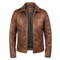 Men's Brown Leather Jacket – Classic Genuine Leather Cafe Racer Motorcycle Jacket