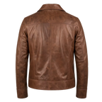 Men's Brown Leather Jacket – Classic Genuine Leather Cafe Racer Motorcycle Jacket