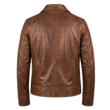 Blouson en cuir marron pour homme – Veste de motard Cafe Racer classique en cuir véritable