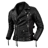 Men’s Black Leather Biker Jacket | Asymmetrical Moto Style