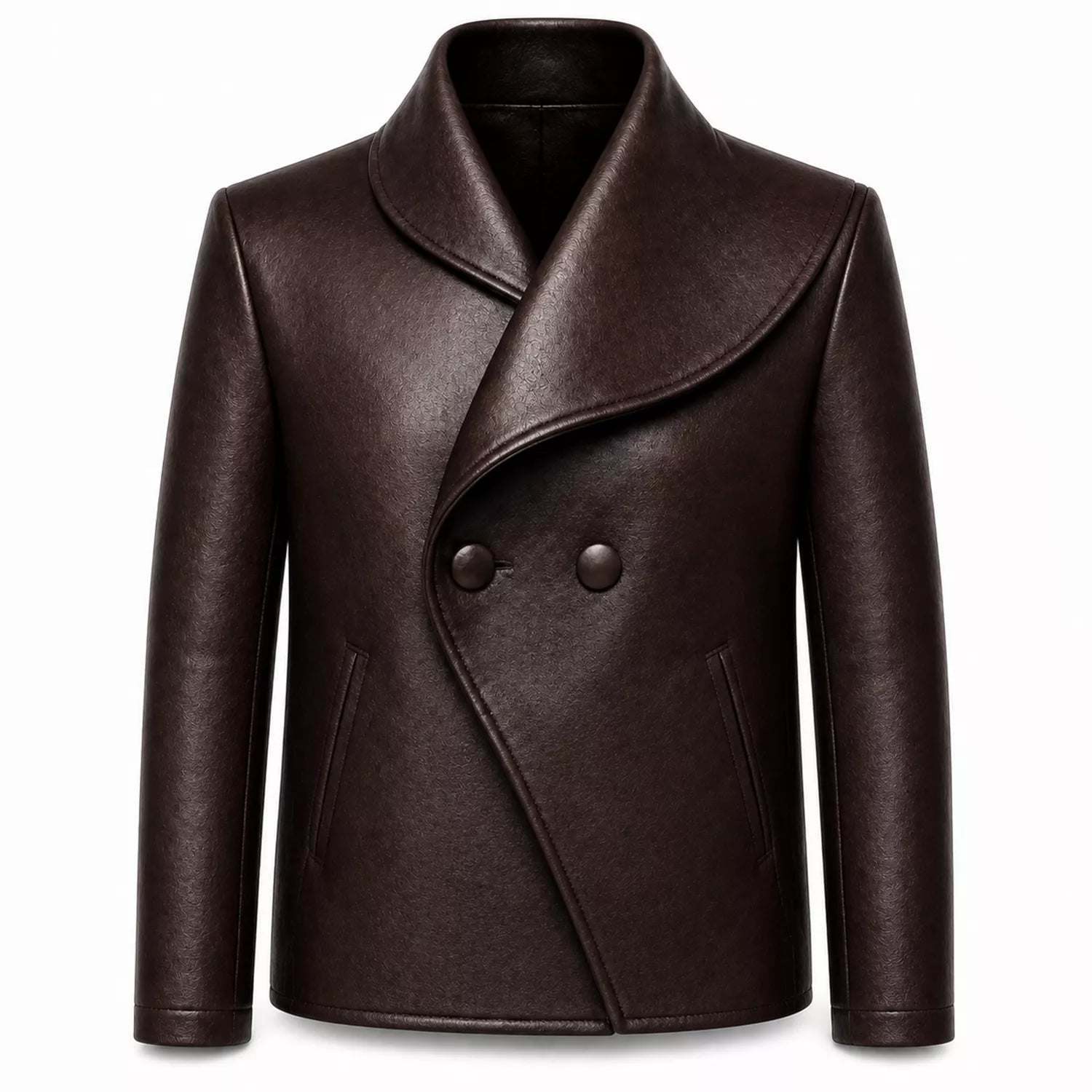 Men’s Brown Wrap Style Leather Jacket | Asymmetric Double-Breasted Jacket