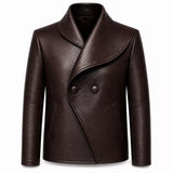 Men’s Brown Wrap Style Leather Jacket | Asymmetric Double-Breasted Jacket