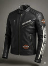Harley-Davidson Men's Racing Stripe Black Leather Motorcycle Jacket