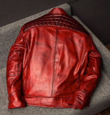 Herren handgefertigte Lederjacke im Vintage-Stil aus bordeauxrotem Leder