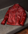 Men's Handmade Vintage Style Burgundy Red Leather Jacket