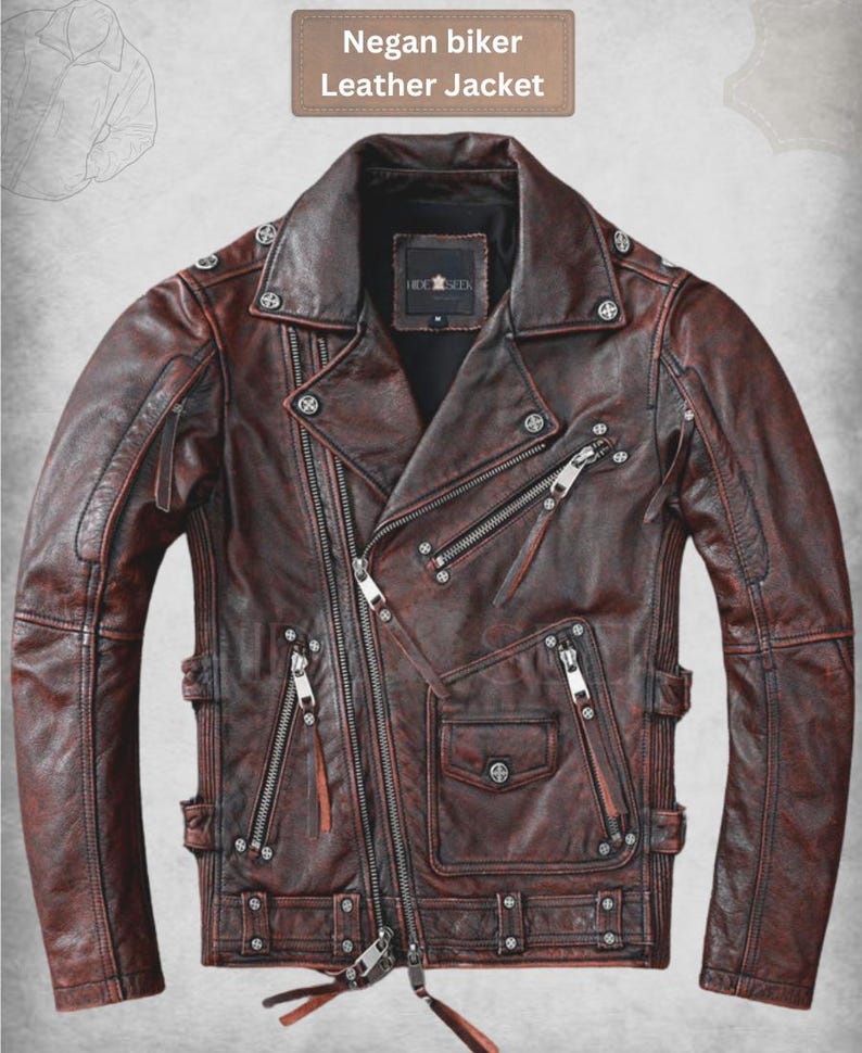 Herren Vintage Braune Biker Lederjacke – Distressed Motorrad Punk Rock Jacke